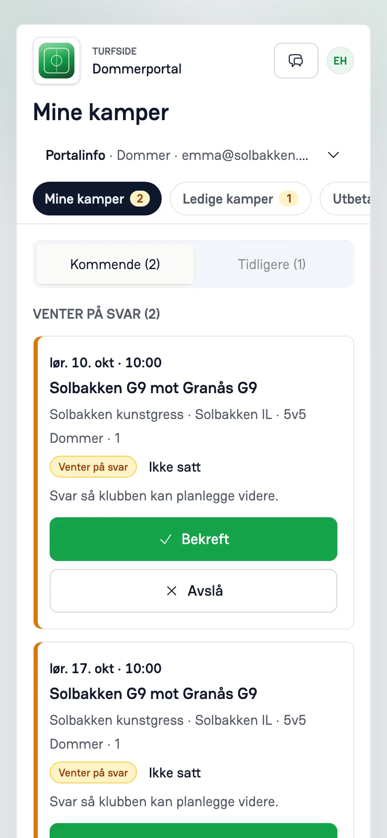 Eksempel på Dommerportalen med oppdiktede dommerdata